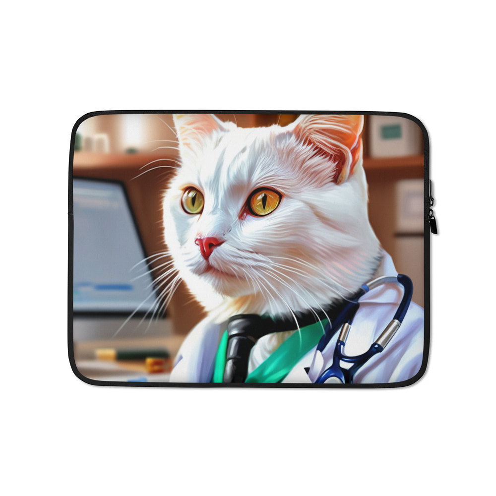 PugMug Custom White Companion Cat Laptop Sleeve