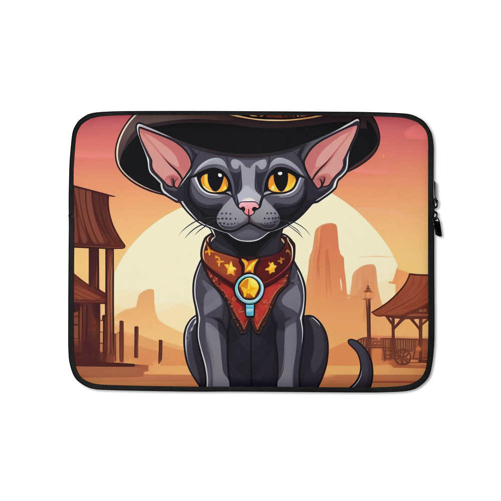 PugMug Custom Black Sphynx Cat Laptop Sleeve