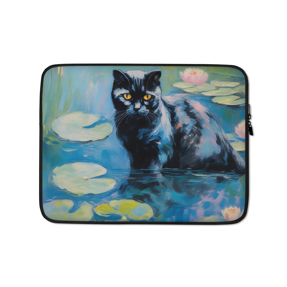 PugMug Custom Black Scottish Fold Cat Laptop Sleeve