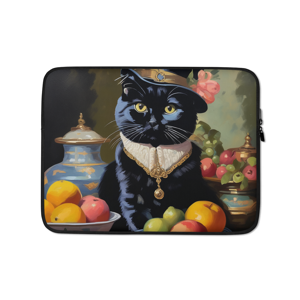 PugMug Custom Black Scottish Fold Cat Laptop Sleeve
