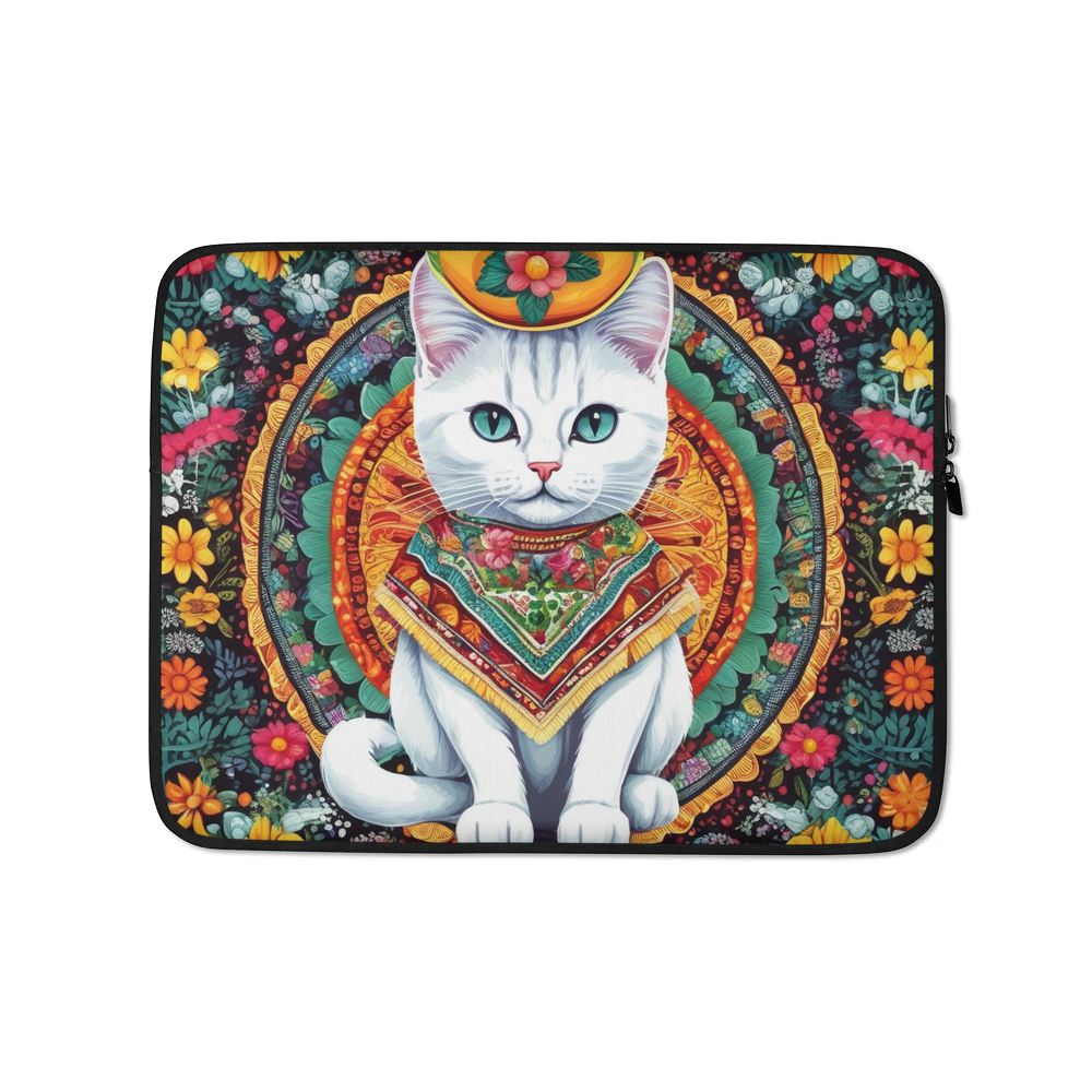 PugMug Custom White Companion Cat Laptop Sleeve