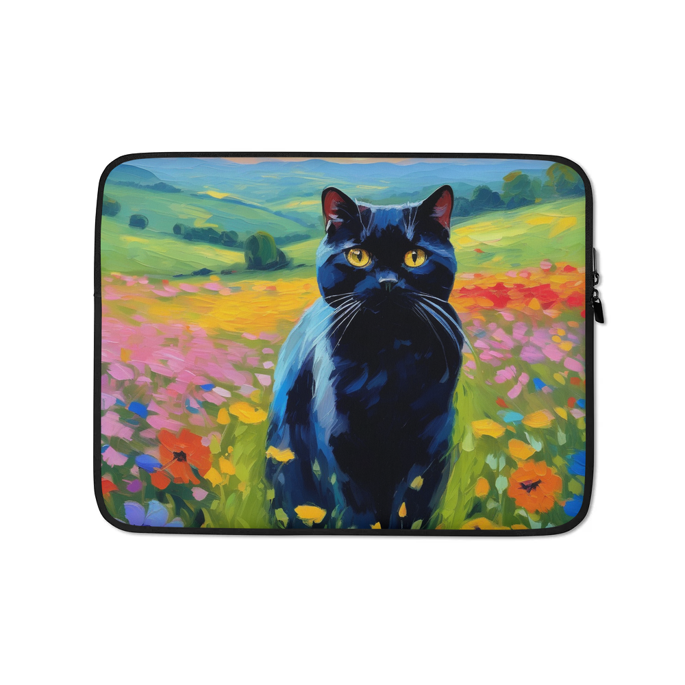 PugMug Custom Black Scottish Fold Cat Laptop Sleeve