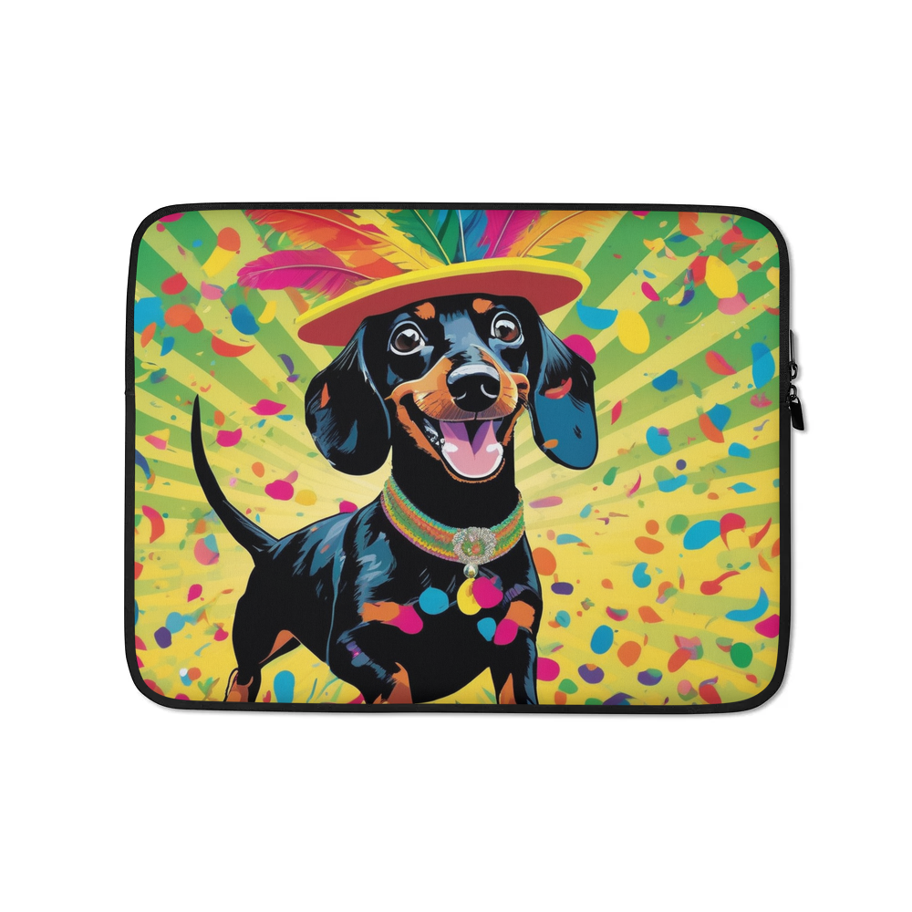 PugMug Custom Black Dachshund Laptop Sleeve
