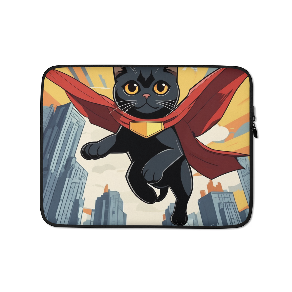 PugMug Custom Black Scottish Fold Cat Laptop Sleeve