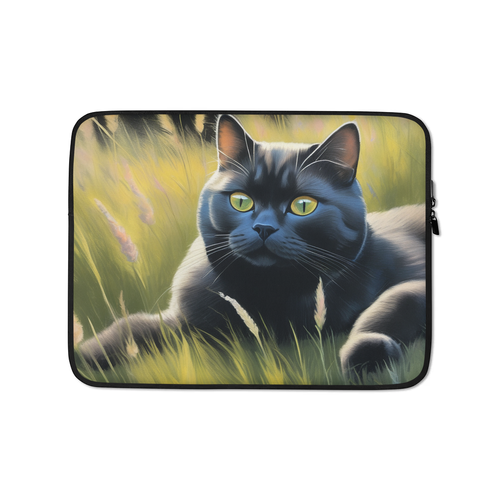 PugMug Custom Black British Shorthair Cat Laptop Sleeve