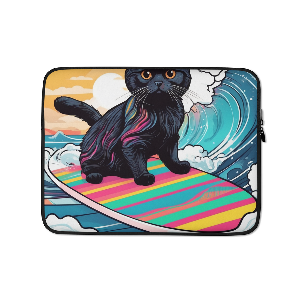 PugMug Custom Black Scottish Fold Cat Laptop Sleeve