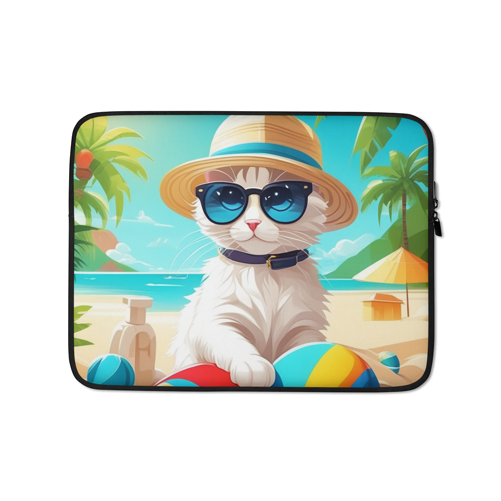 PugMug Custom White Companion Cat Laptop Sleeve