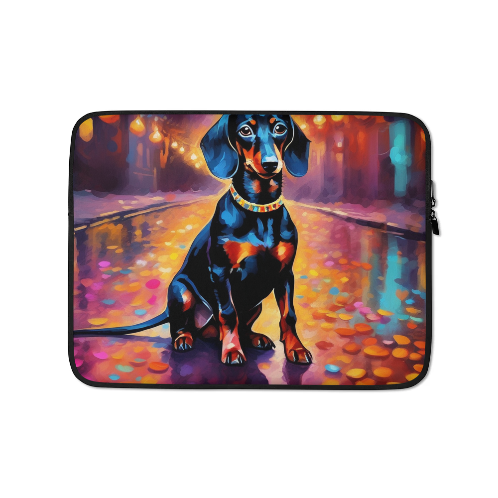 PugMug Custom Black Dachshund Laptop Sleeve
