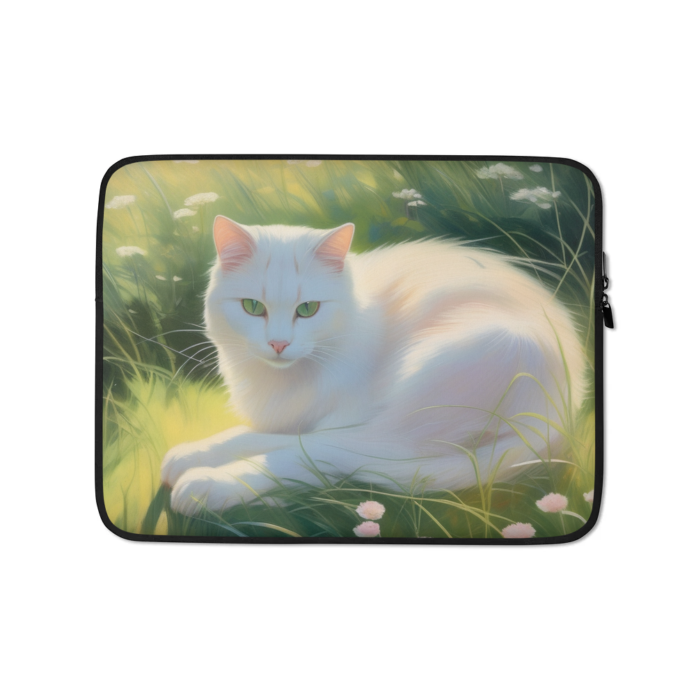 PugMug Custom White Companion Cat Laptop Sleeve