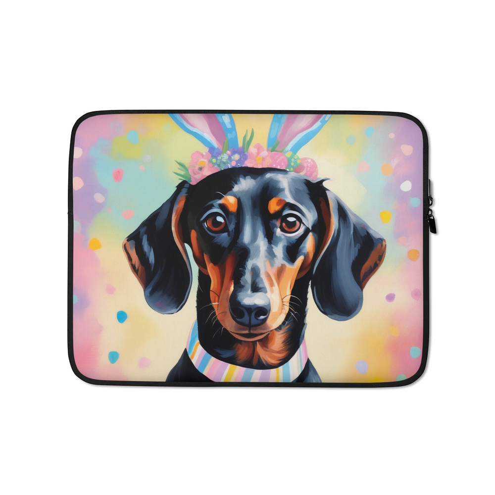 PugMug Custom Black Dachshund Laptop Sleeve