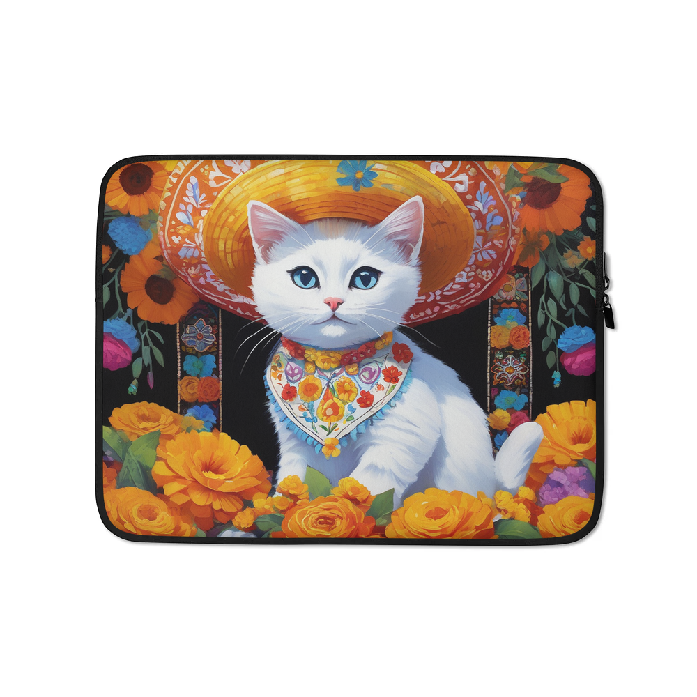 PugMug Custom White Companion Cat Laptop Sleeve