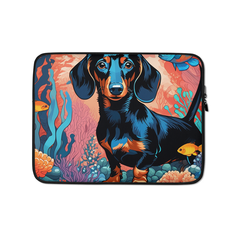 PugMug Custom Black Dachshund Laptop Sleeve