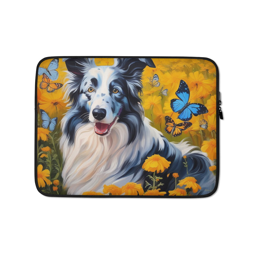 PugMug Custom Blue Merle Border Collie Laptop Sleeve