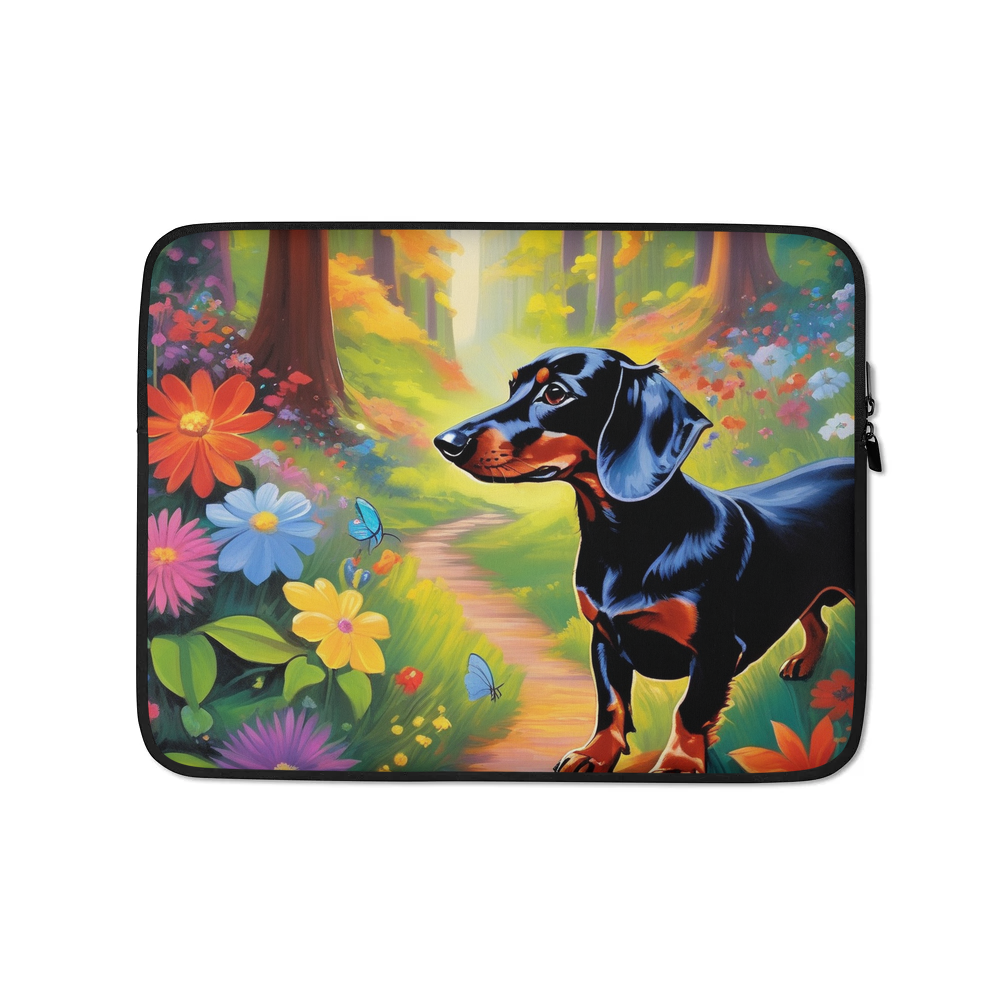 PugMug Custom Black Dachshund Laptop Sleeve
