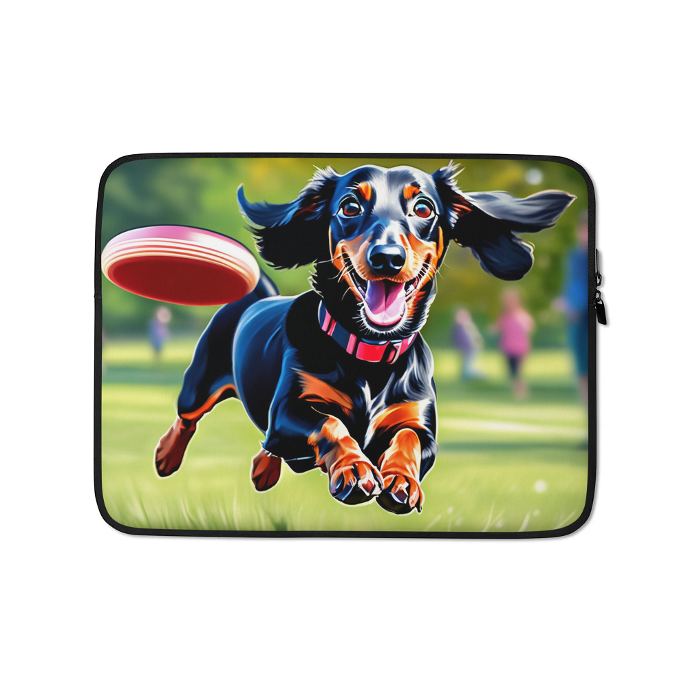 PugMug Custom Black Dachshund Laptop Sleeve