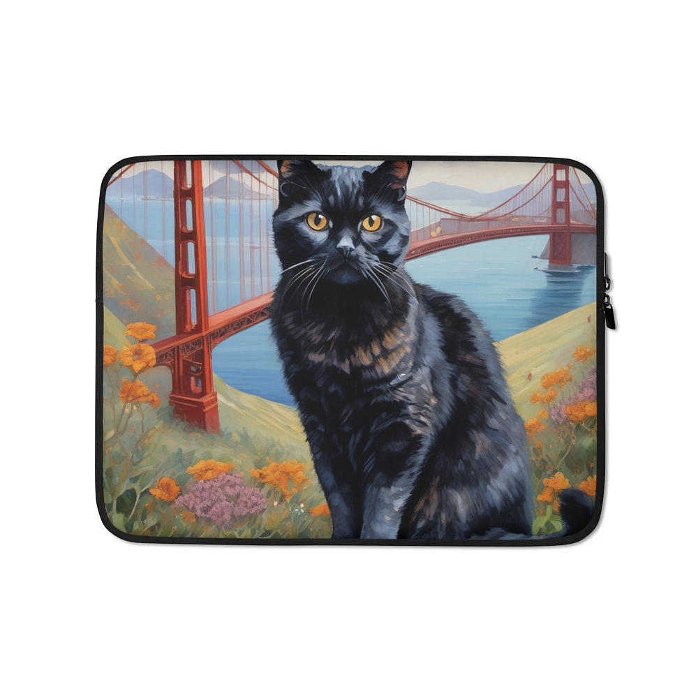 PugMug Custom Black Scottish Fold Cat Laptop Sleeve