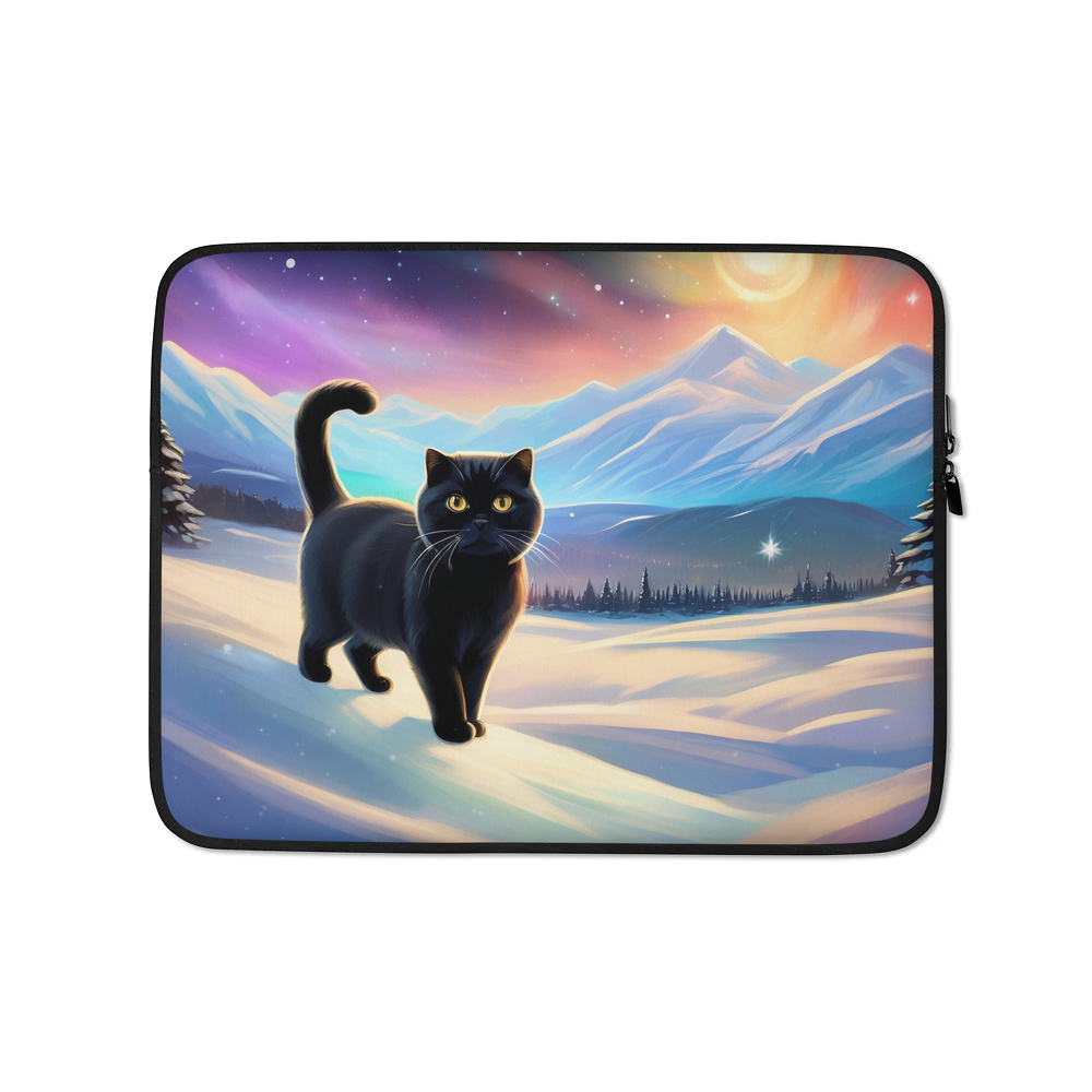 PugMug Custom Black Scottish Fold Cat Laptop Sleeve