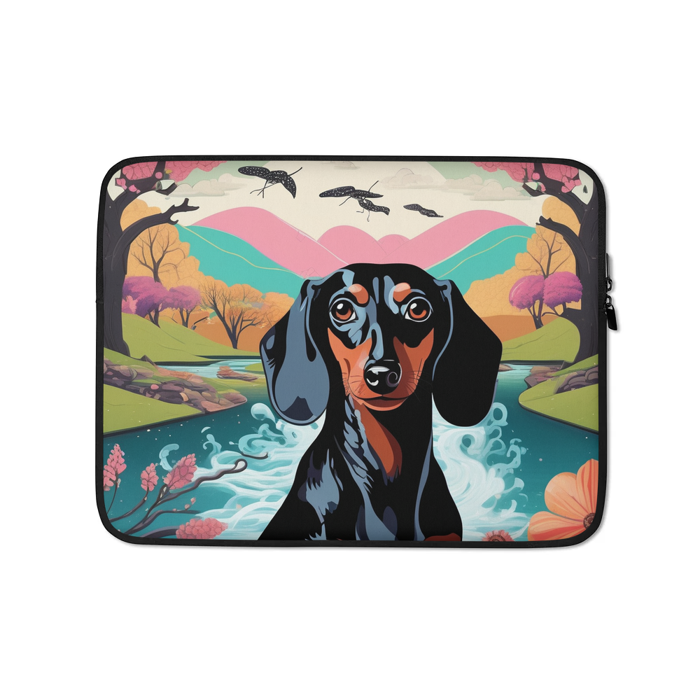 PugMug Custom Black Dachshund Laptop Sleeve