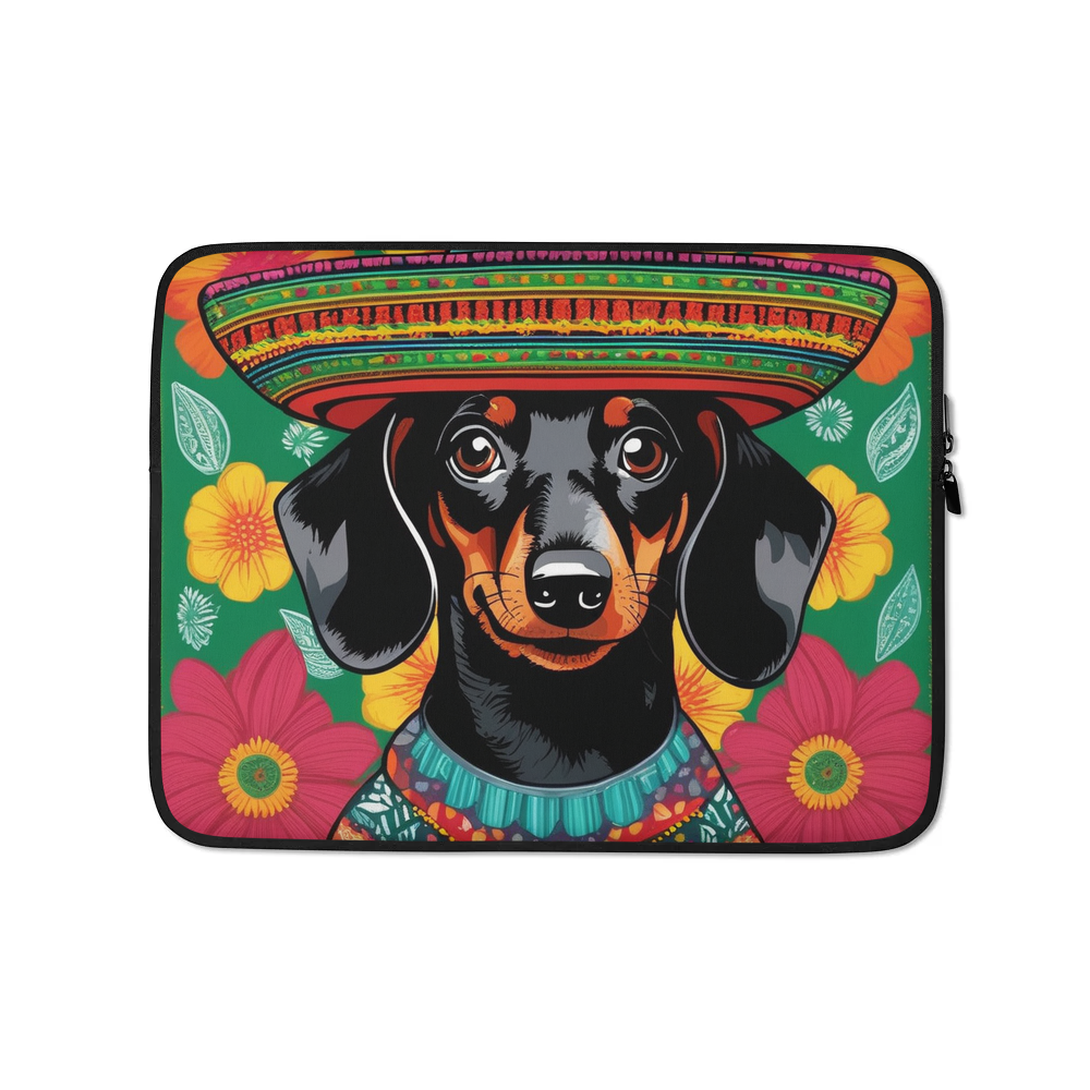 PugMug Custom Black Dachshund Laptop Sleeve