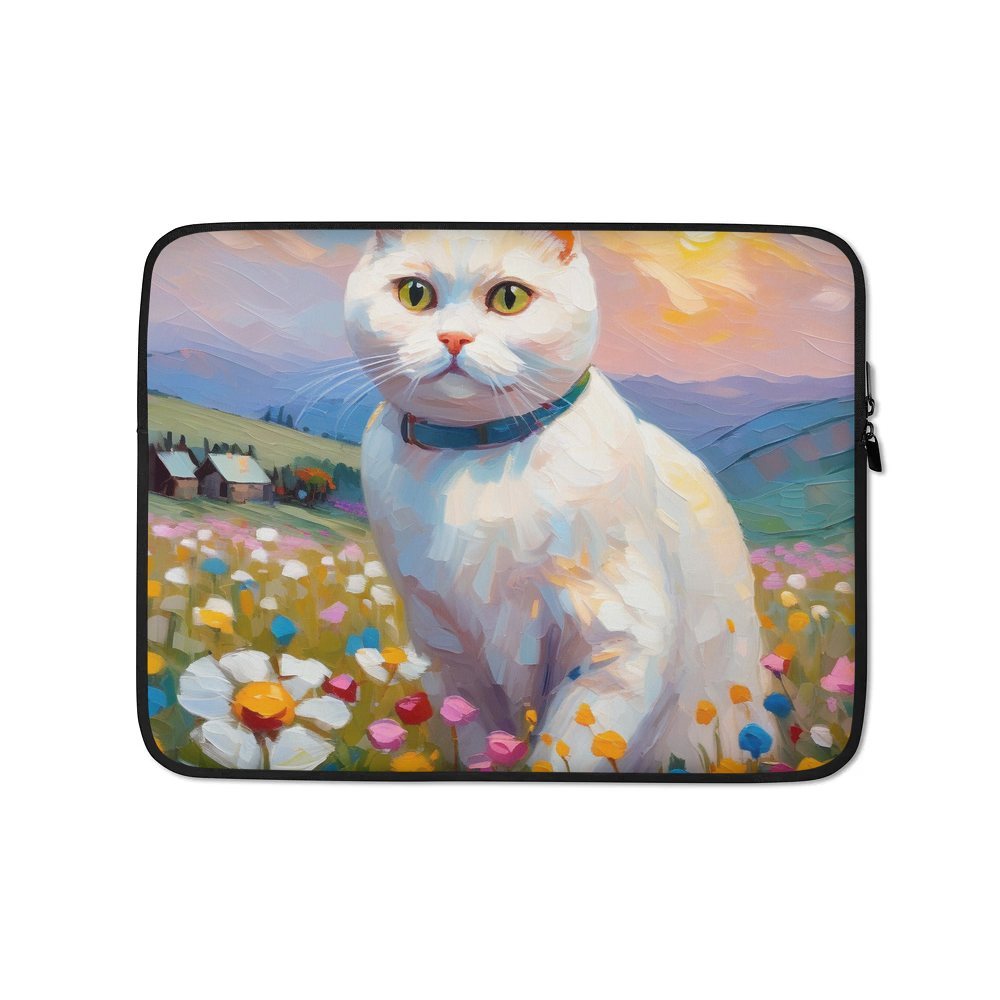 PugMug Custom White Scottish Fold Cat Laptop Sleeve