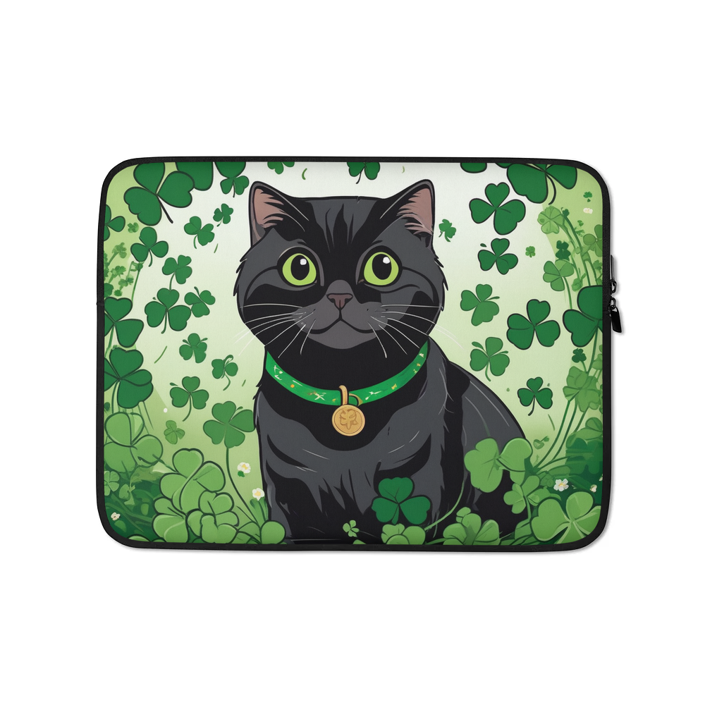 PugMug Custom Black Scottish Fold Cat Laptop Sleeve