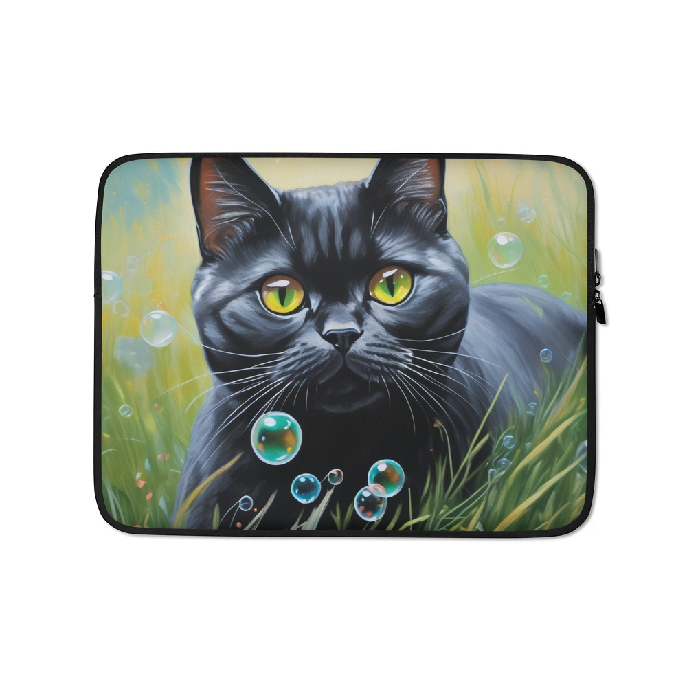 PugMug Custom Black British Shorthair Cat Laptop Sleeve