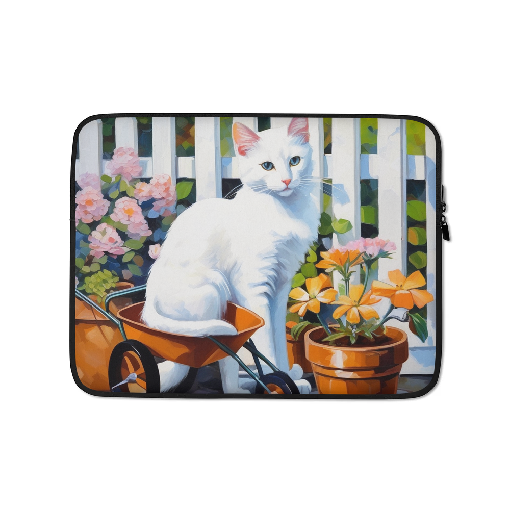 PugMug Custom White Companion Cat Laptop Sleeve