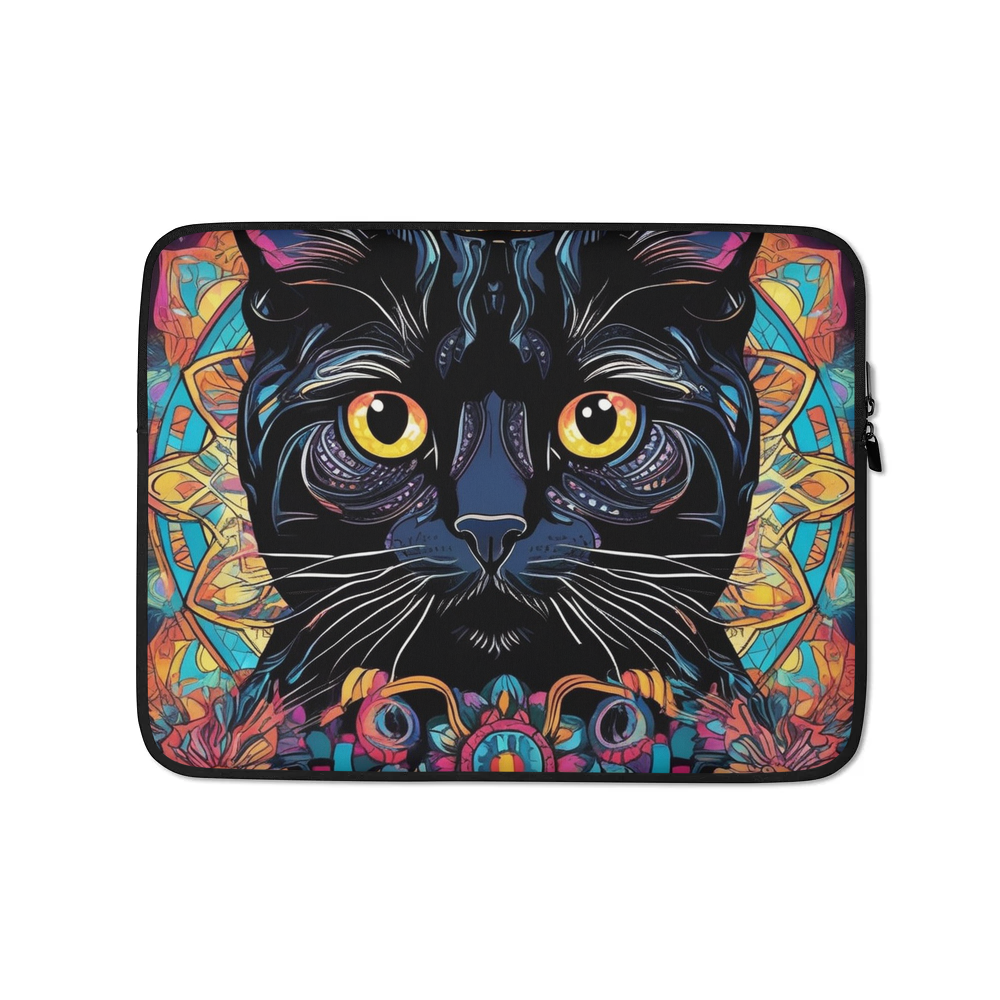 PugMug Custom Black Scottish Fold Cat Laptop Sleeve