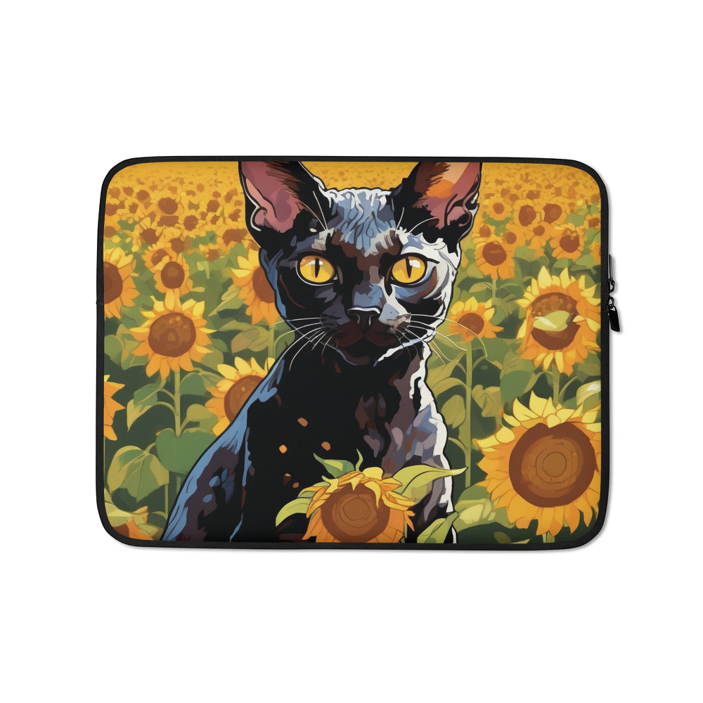 PugMug Custom Black Devon Rex Cat Laptop Sleeve