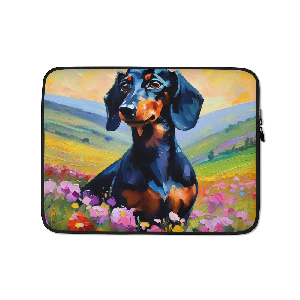 PugMug Custom Black Dachshund Laptop Sleeve