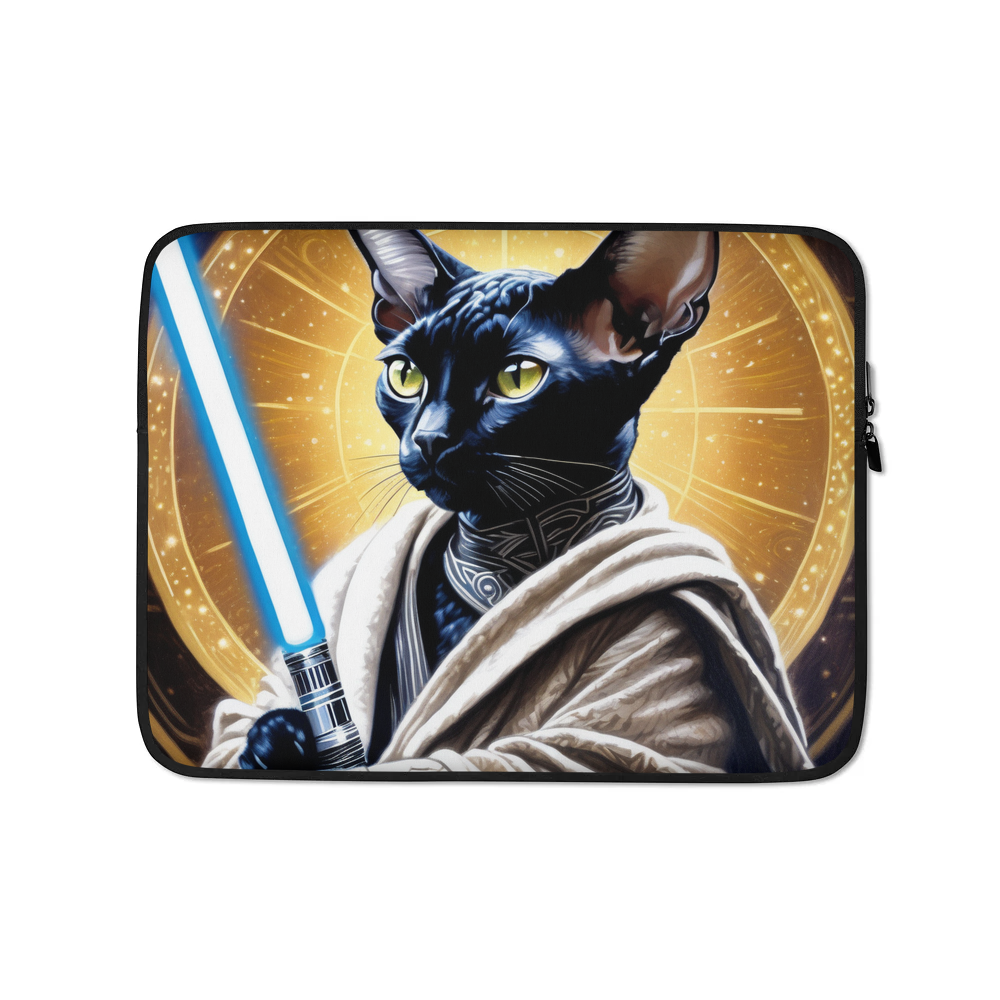 PugMug Custom Black Devon Rex Cat Laptop Sleeve