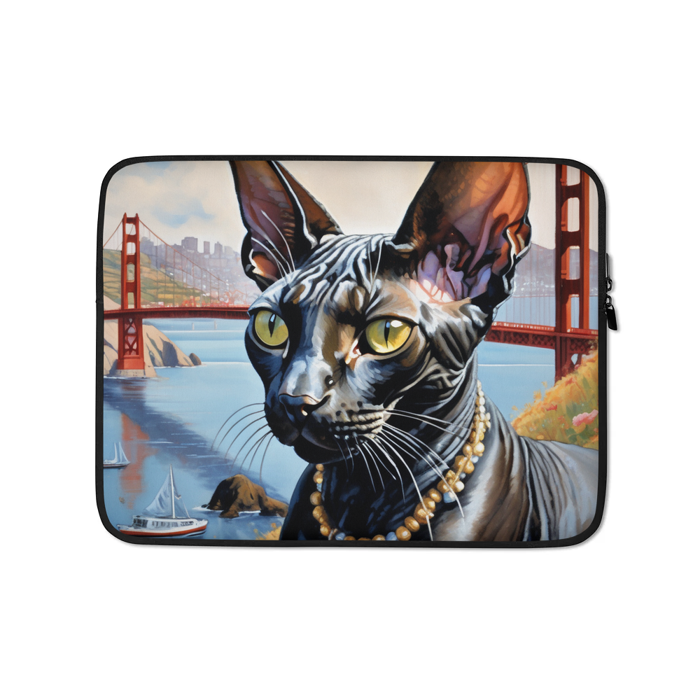 PugMug Custom Black Sphynx Cat Laptop Sleeve