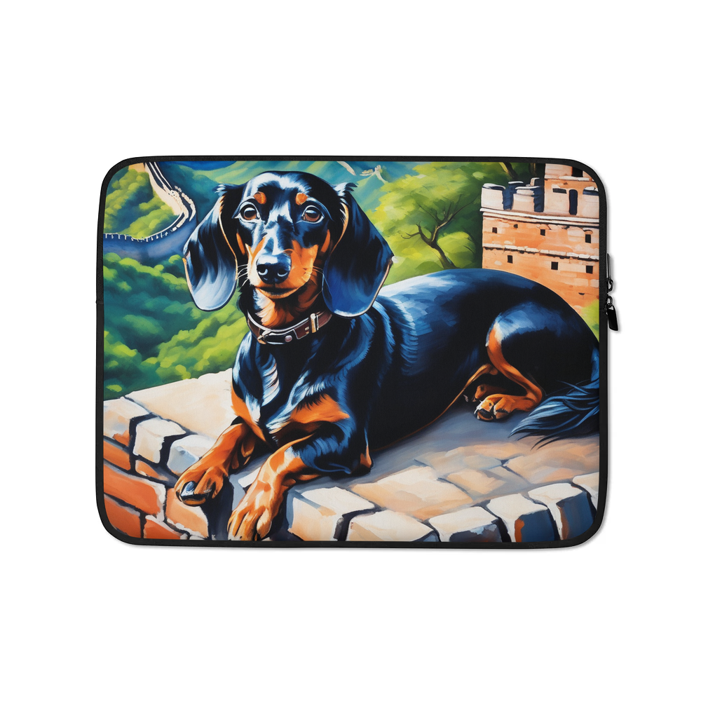 PugMug Custom Black Dachshund Laptop Sleeve