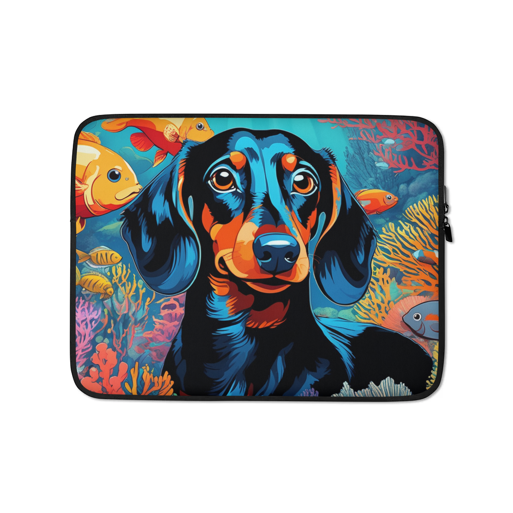 PugMug Custom Black Dachshund Laptop Sleeve