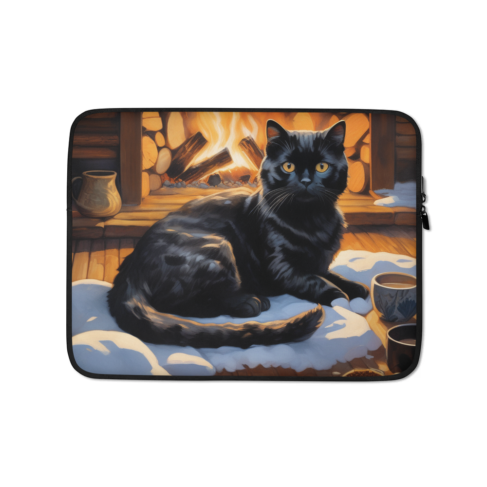 PugMug Custom Black Scottish Fold Cat Laptop Sleeve