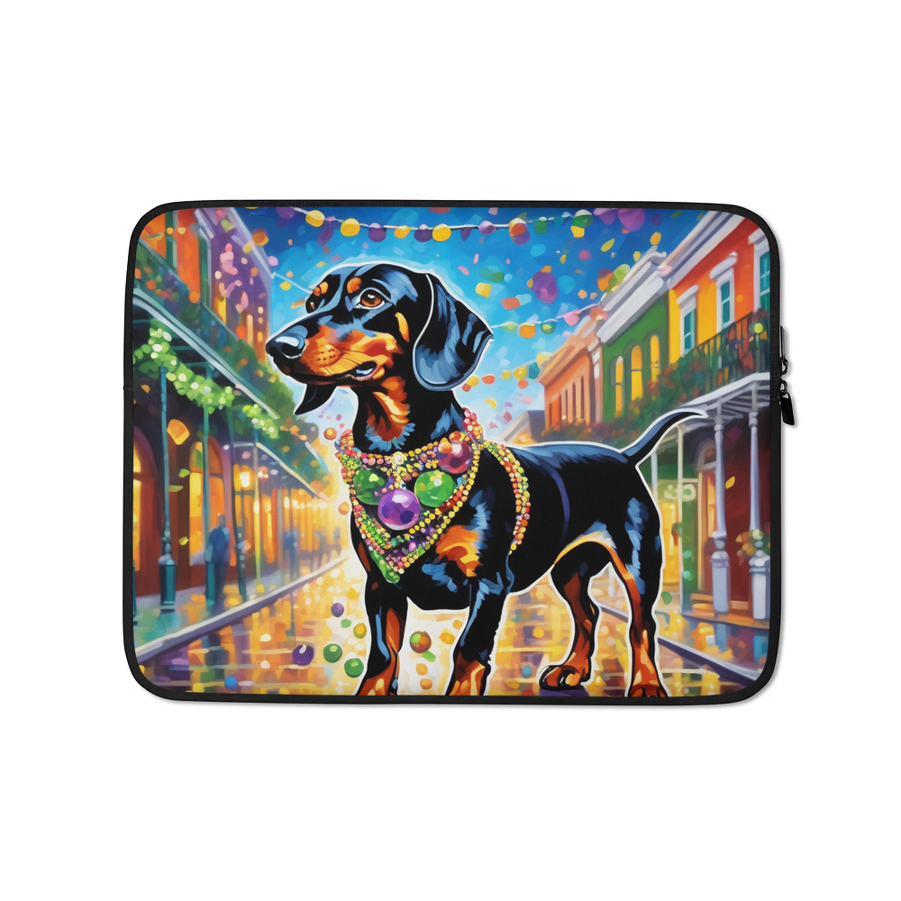 PugMug Custom Black Dachshund Laptop Sleeve