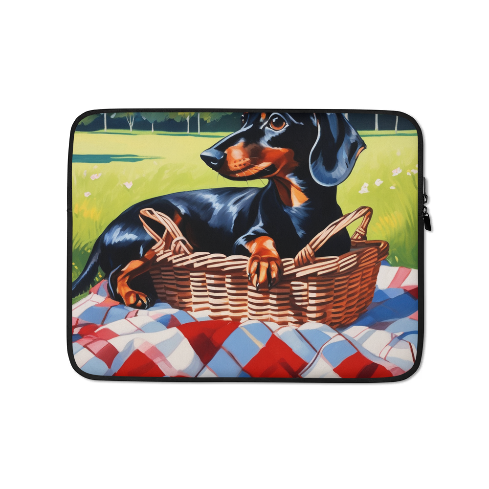 PugMug Custom Black Dachshund Laptop Sleeve