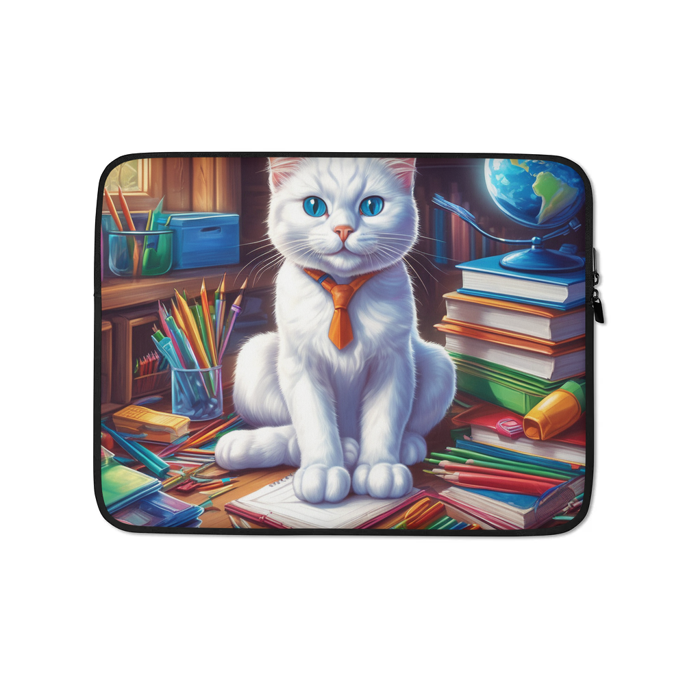 PugMug Custom White Companion Cat Laptop Sleeve