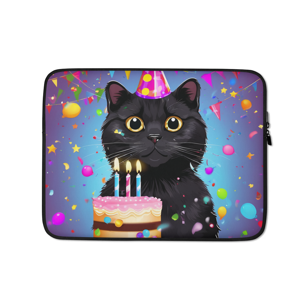 PugMug Custom Black Scottish Fold Cat Laptop Sleeve