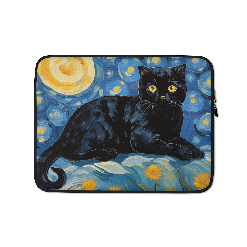 PugMug Custom Black Scottish Fold Cat Laptop Sleeve