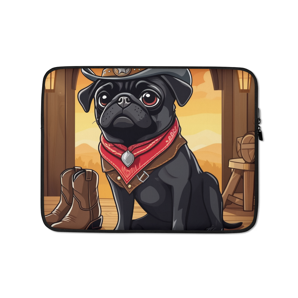 PugMug Custom Black Pug Laptop Sleeve