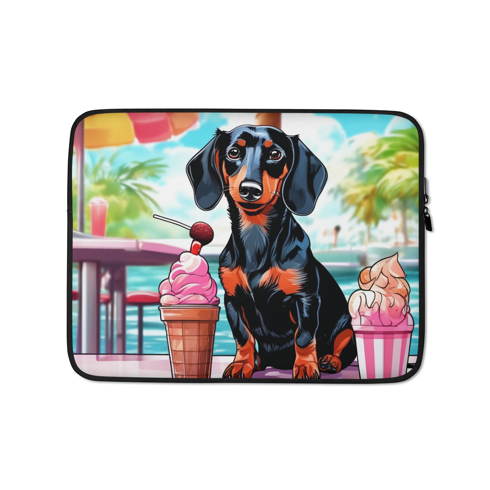 PugMug Custom Black Dachshund Laptop Sleeve