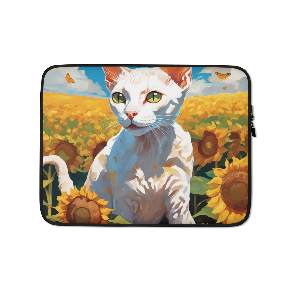 PugMug Custom White Devon Rex Cat Laptop Sleeve