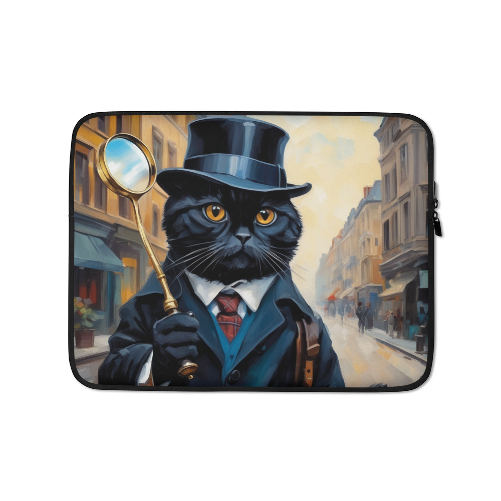 PugMug Custom Black Scottish Fold Cat Laptop Sleeve