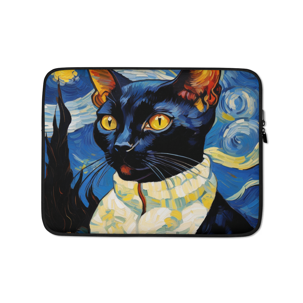PugMug Custom Black Devon Rex Cat Laptop Sleeve