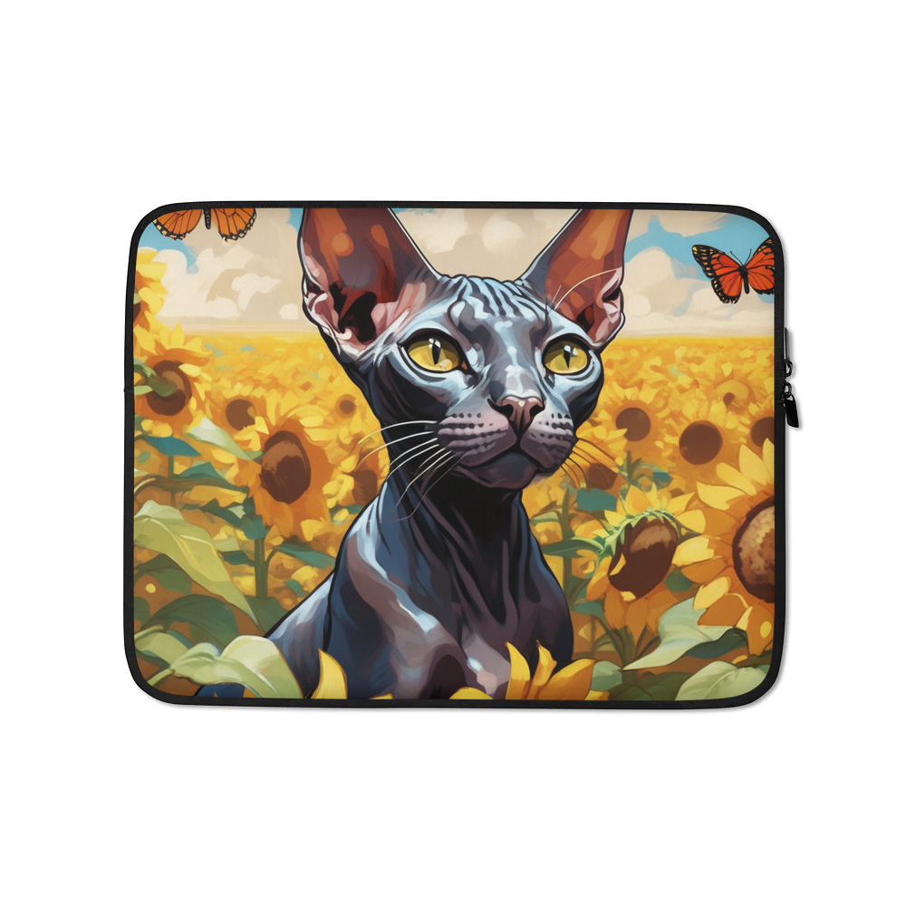 PugMug Custom Black Sphynx Cat Laptop Sleeve