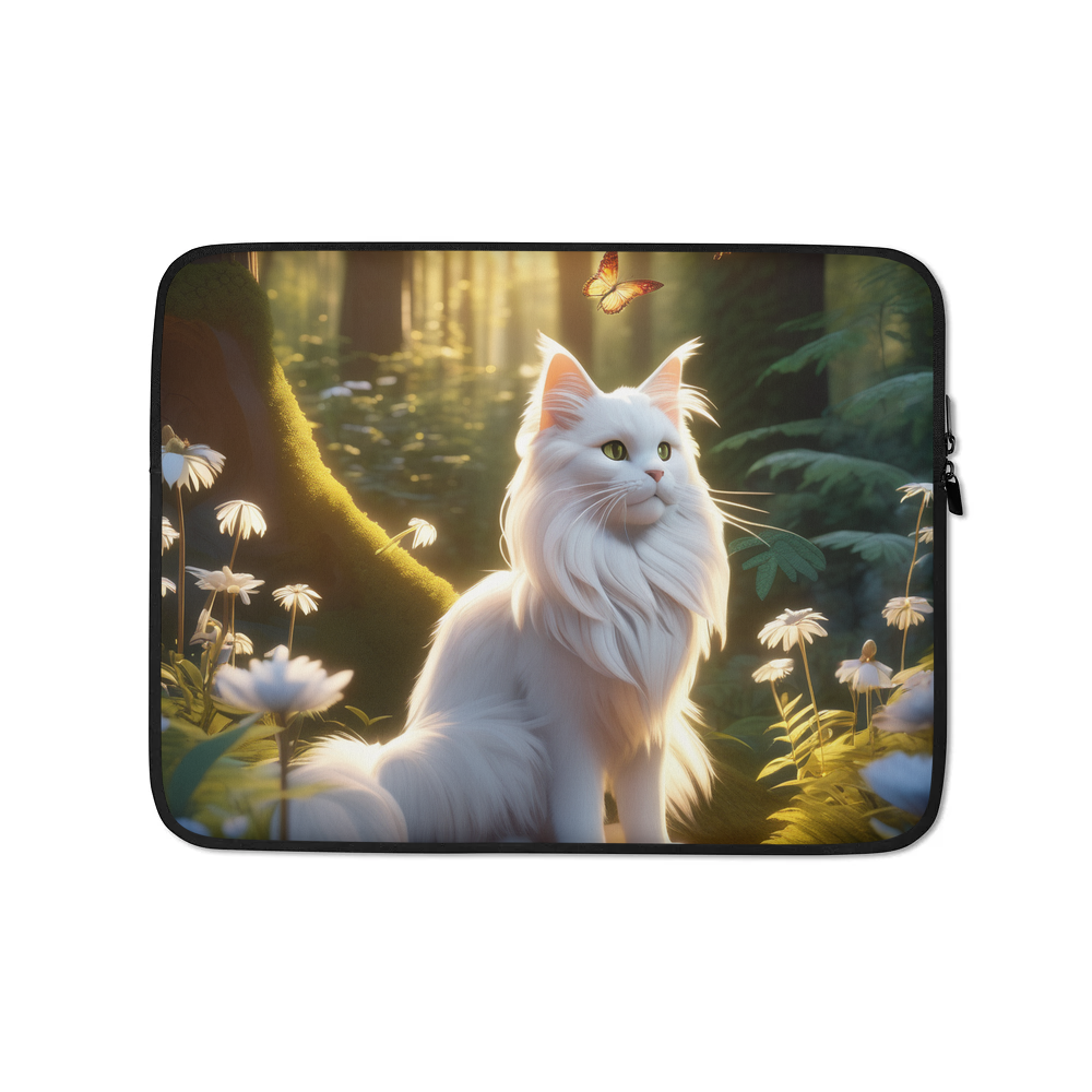 PugMug Custom White Maine Coon Cat Laptop Sleeve
