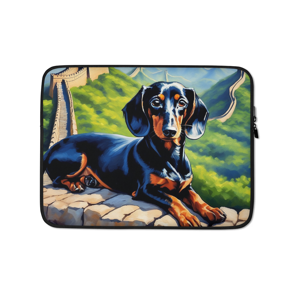 PugMug Custom Black Dachshund Laptop Sleeve