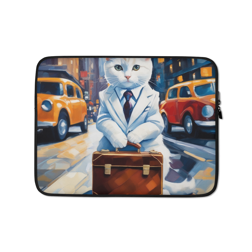 PugMug Custom White Companion Cat Laptop Sleeve
