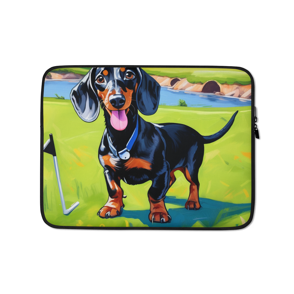PugMug Custom Black Dachshund Laptop Sleeve